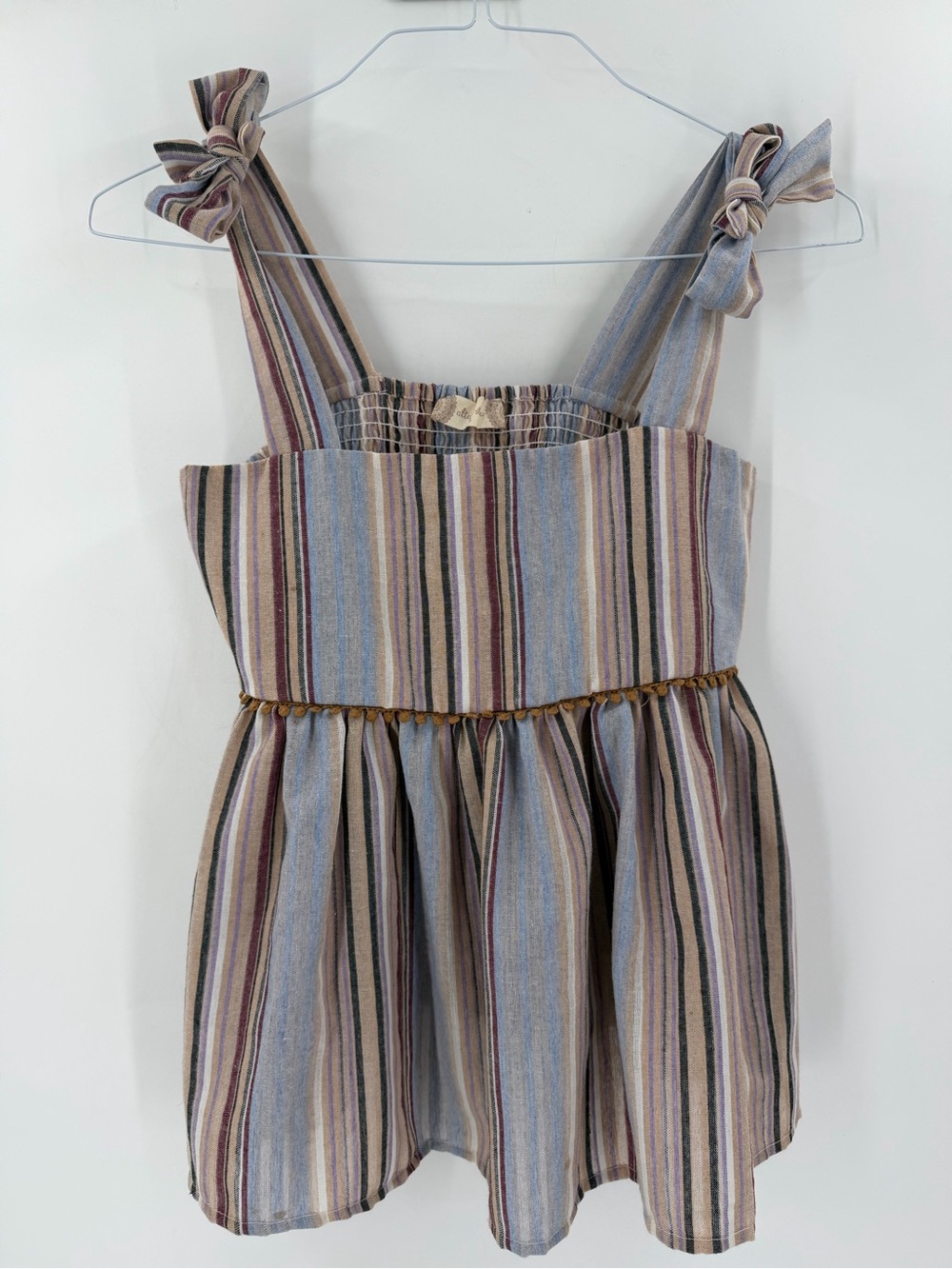 ALTAR’D STATE Bow Tie Smocked Babydoll Striped Peplum Girly Tank Top